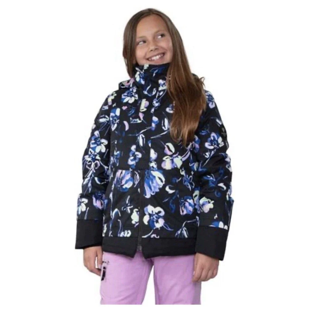 Obermeyer Taja Print Ski Jacket Youth Girls Size L Night Life Insulated Floral
